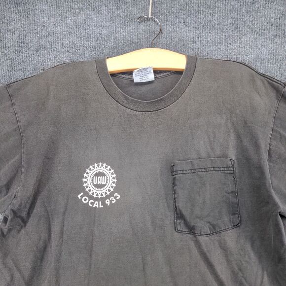 Jensen UAW Local 933 Logo Chest Pocket T-Shirt Womens XL Gray All American USA - Picture 3 of 14